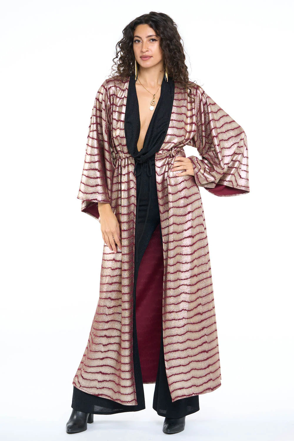 Red & Gold Metallic Wave Gemini Leisure Robe