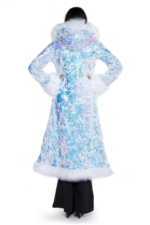 Deluxe Tamo Coat: Fearless Unicorn Sequin + White Faux Fur Trim