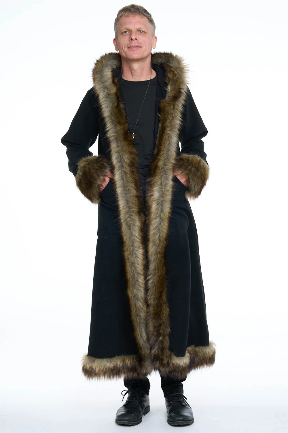 Classic Tamo Coat: Black Coat + Sable Trim