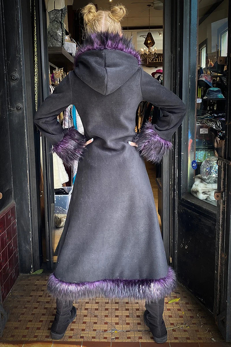 Classic Tamo Coat: Black Coat + Purple Trim