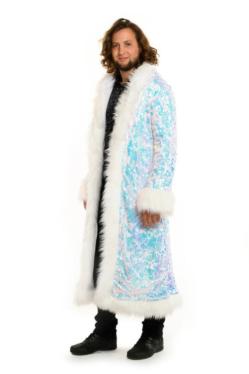 Deluxe Tamo Coat: Fearless Unicorn Sequin + White Faux Fur Trim