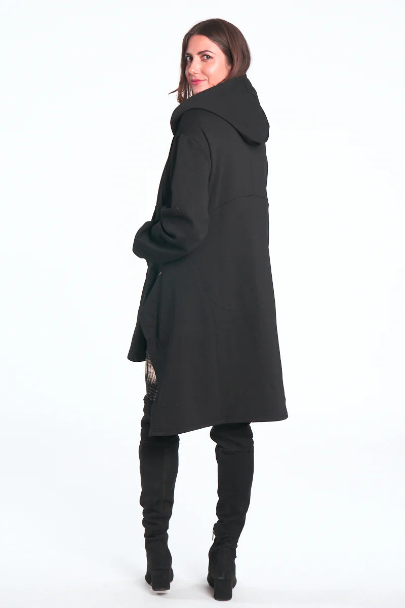 Black Velvet Fused Hooded Jacket