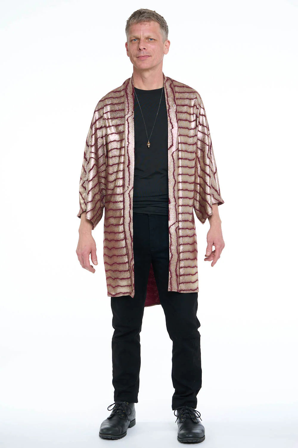 Red & Gold Metallic Wave Zen Funk Unisex Kimono