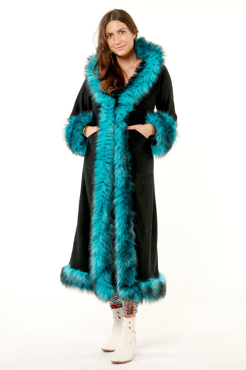 Classic Tamo Coat: Black Coat + Teal Trim