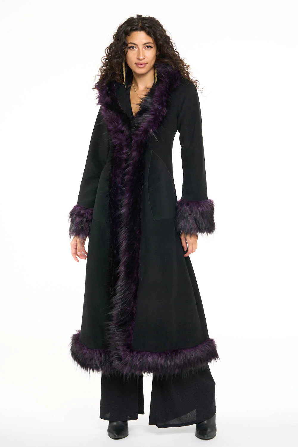 Classic Tamo Coat: Black Coat + Purple Trim