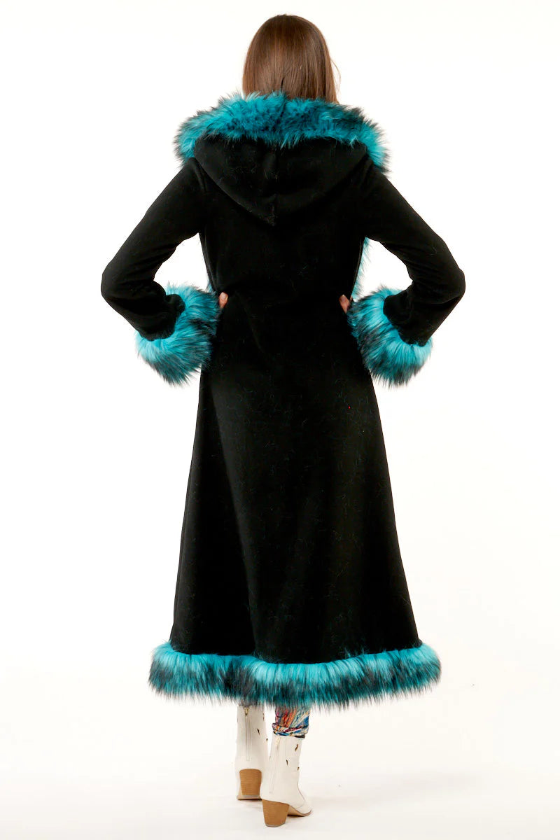 Classic Tamo Coat: Black Coat + Teal Trim