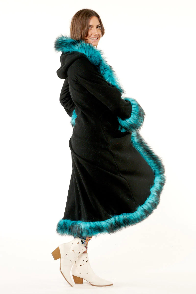 Classic Tamo Coat: Black Coat + Teal Trim