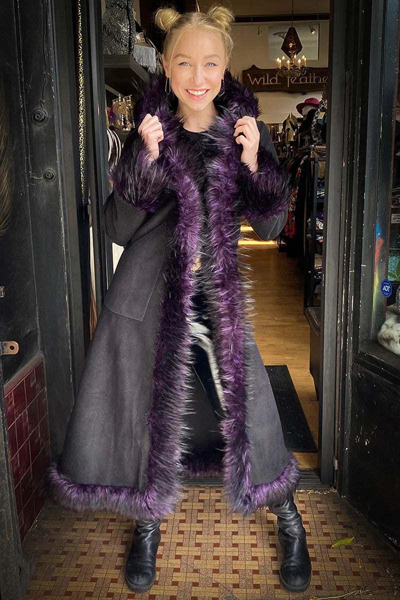Classic Tamo Coat: Black Coat + Purple Trim